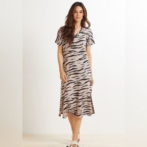 EUC Rails Ren Tee Midi Dress Beige watercolor tiger print Small